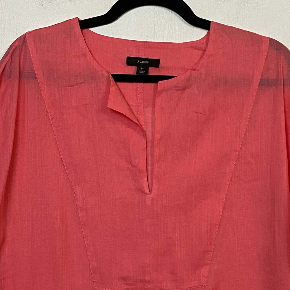 J. Crew Women’s Pretty in Pink 100% Ramie Lightweight Popover Top Size Medium - Picture 2 of 9